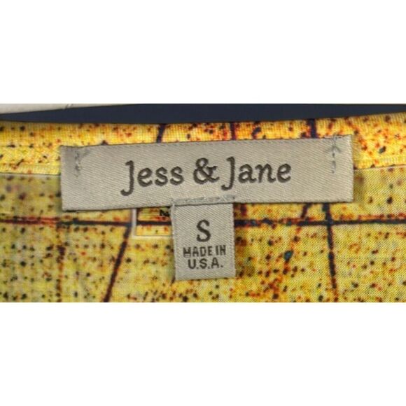 Jess & Jane Tunic Size Small Blue Abstract Asymmetric Hem Sequin Boho Artsy USA - Picture 5 of 7